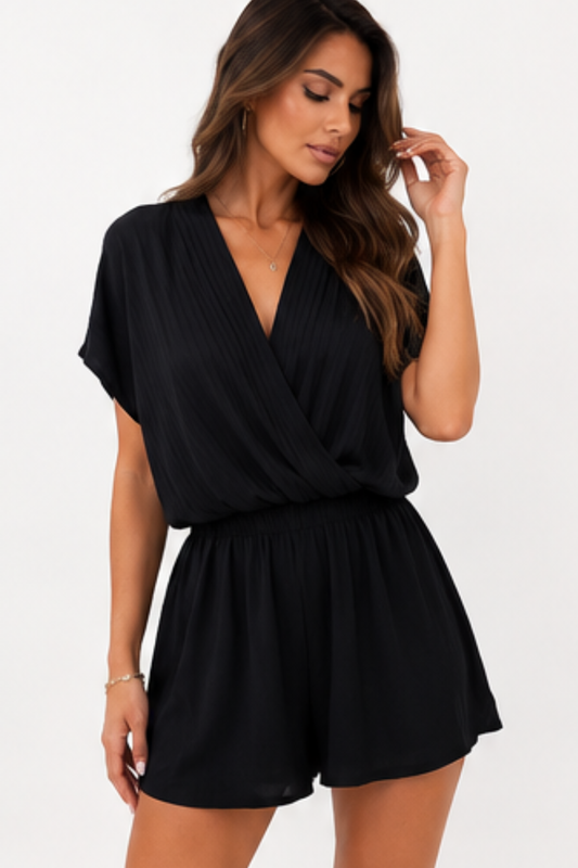 Jumpsuit Plissé con Scollo a V