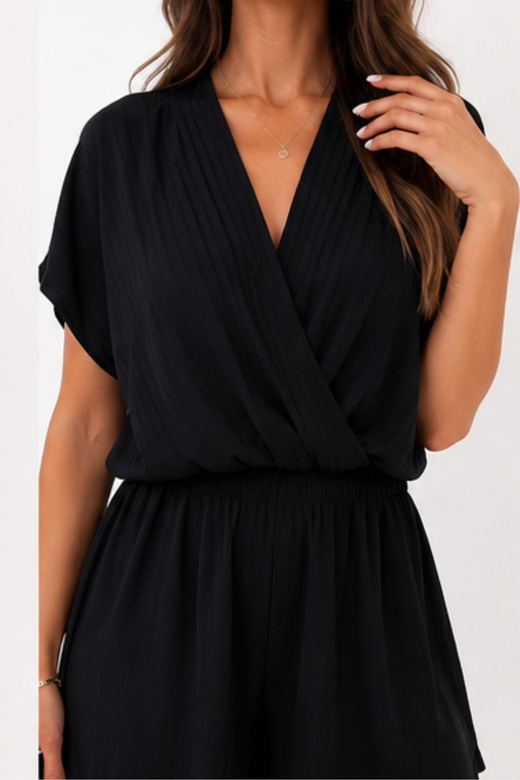 Jumpsuit Plissé con Scollo a V